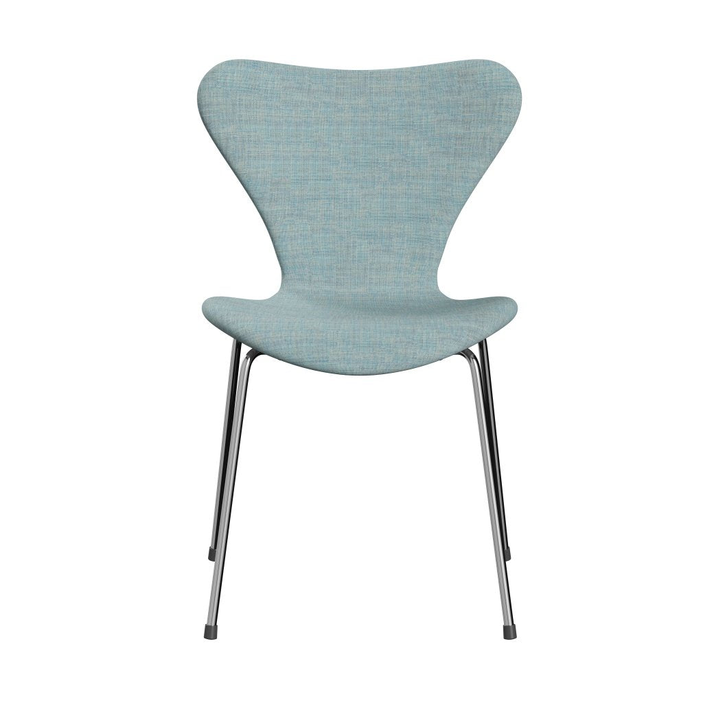 Fritz Hansen 3107 Chair Full Upholstery, Chrome/Remix Light Blue