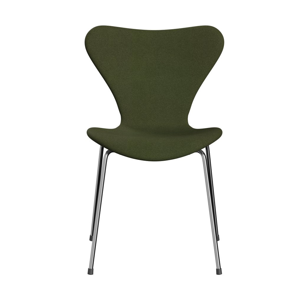 Fritz Hansen 3107 Chair Full Upholstery, Chrome/Tonus Military Green