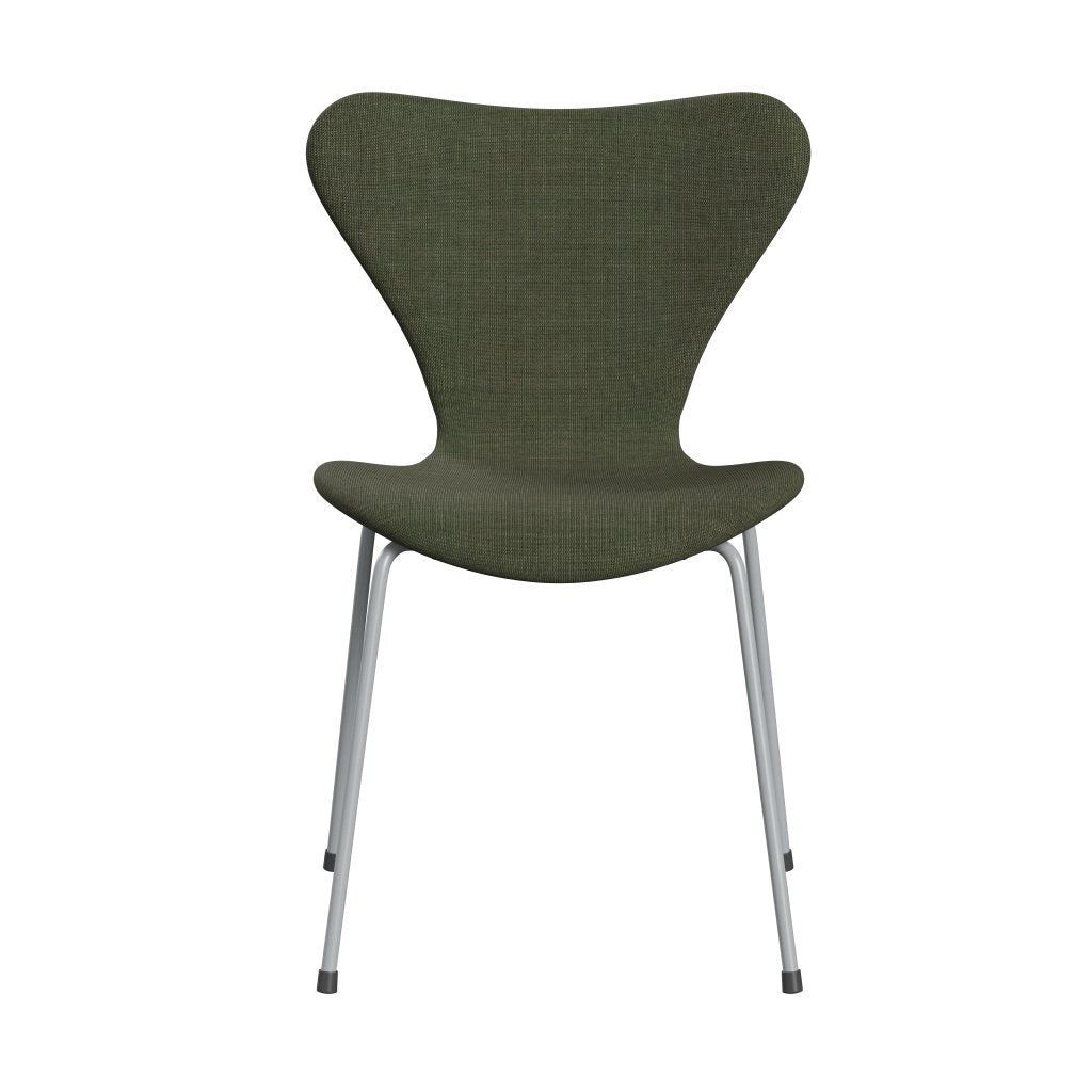 Fritz Hansen 3107 Chair Full Upholstery, Silver Grey/Canvas Moss Green