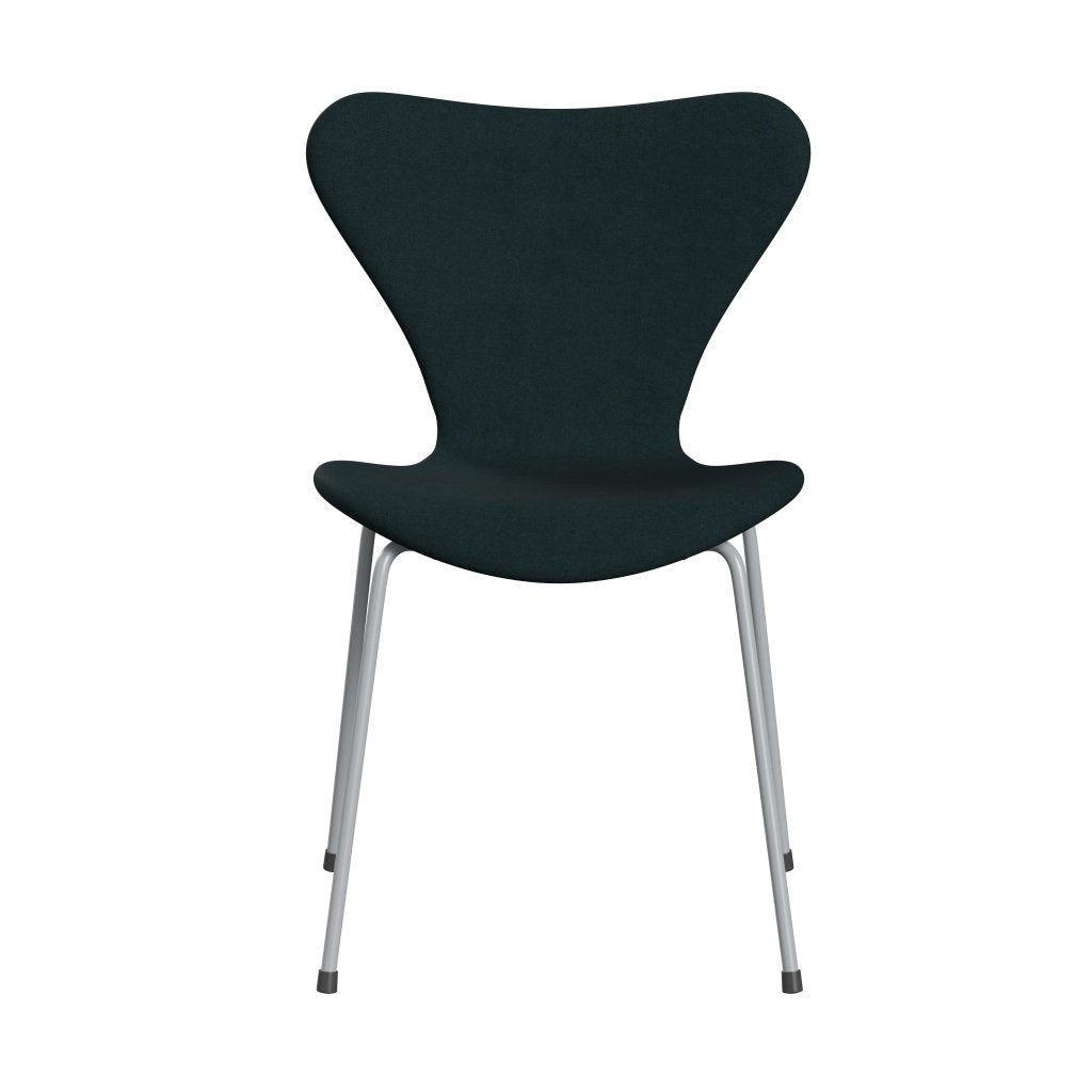 Fritz Hansen 3107 židle plné čalounění, stříbrná šedá/divina Dark Green (Div886)