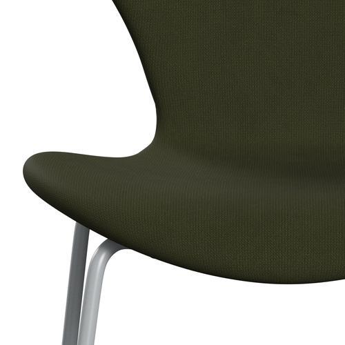 Fritz Hansen 3107 Chair Full Upholstery, Silver Grey/Fame Dark Brown Green