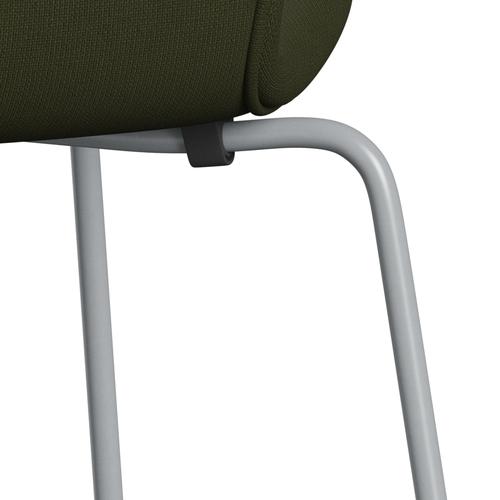 Fritz Hansen 3107 Chair Full Upholstery, Silver Grey/Fame Dark Brown Green