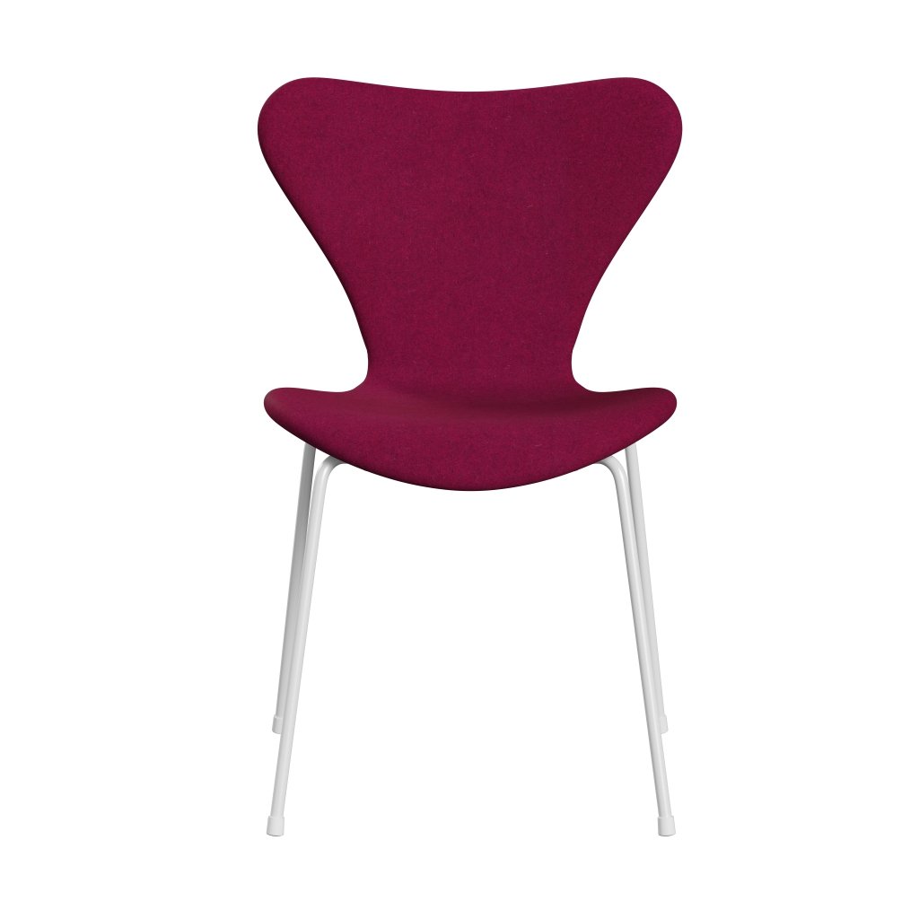 [product_category]-Fritz Hansen 3107 Chair Full Upholstery, White/Divina Melange Lipstick Pink-Fritz Hansen-3107FU-DIM620-DRWH-FRI-1