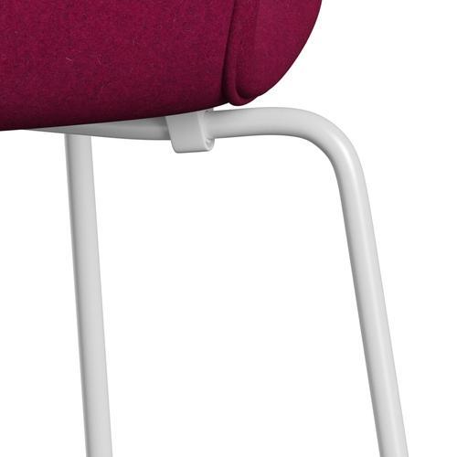 [product_category]-Fritz Hansen 3107 Chair Full Upholstery, White/Divina Melange Lipstick Pink-Fritz Hansen-3107FU-DIM620-DRWH-FRI-7