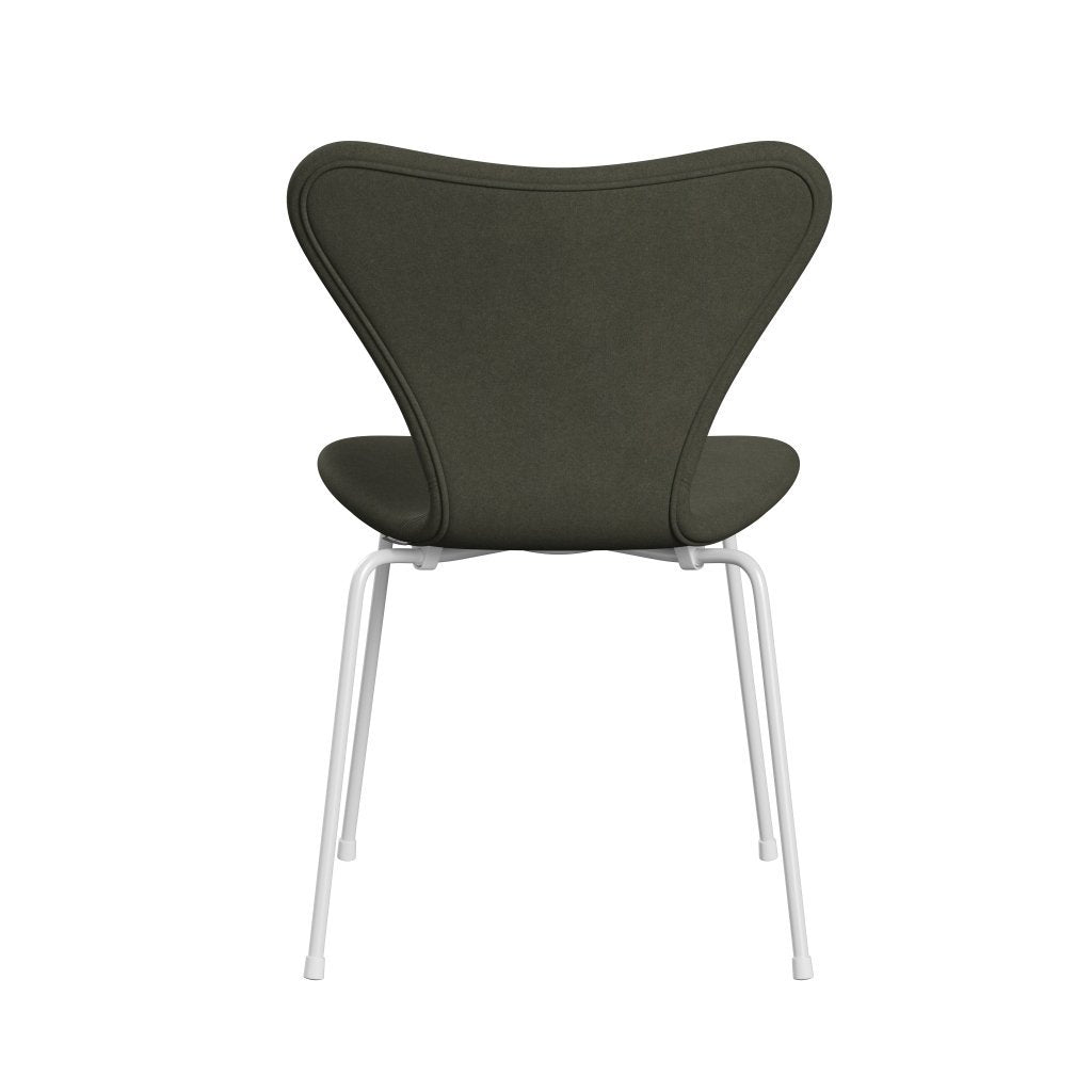 [product_category]-Fritz Hansen 3107 Chair Full Upholstery, White/Divina Military Green-Fritz Hansen-3107FU-DIV944-DRWH-FRI-4