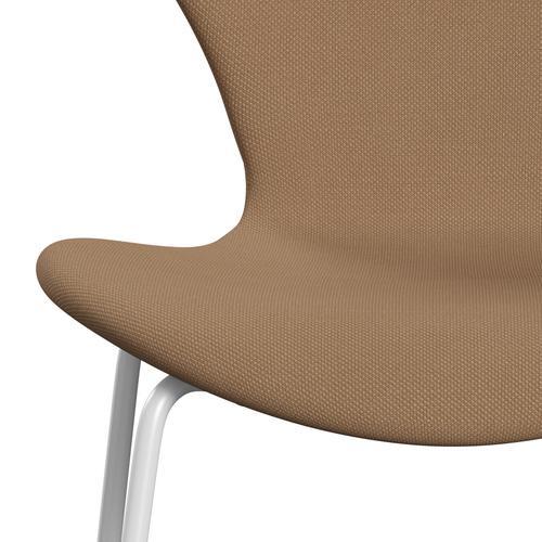 [product_category]-Fritz Hansen 3107 Chair Full Upholstery, White/Steelcut Sand Dark/Beige-Fritz Hansen-3107FU-STI255-DRWH-FRI-6