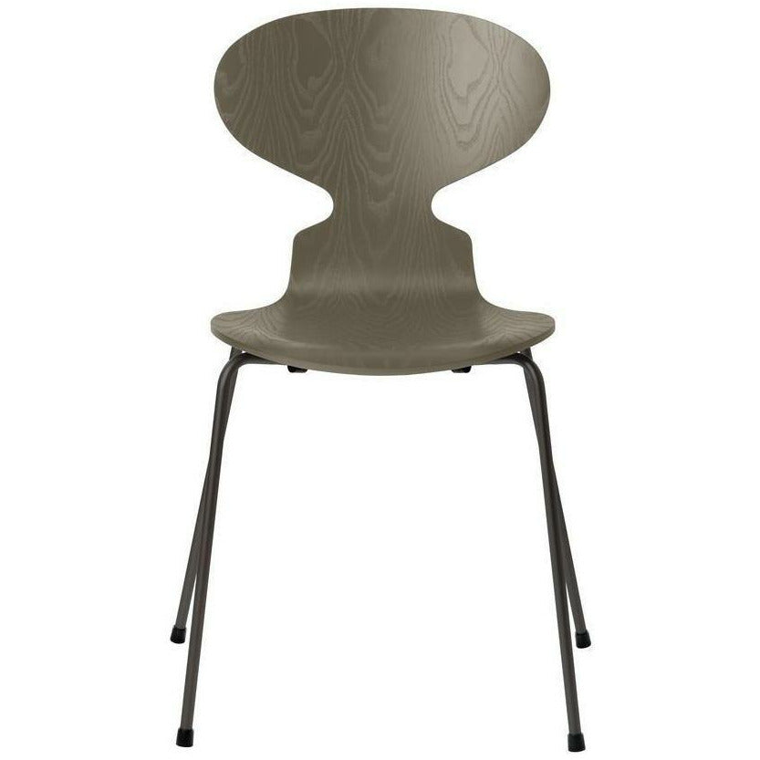 Fritz Hansen Ant Chair Colored Ash Olive Green Bowl, teplá grafitová základna