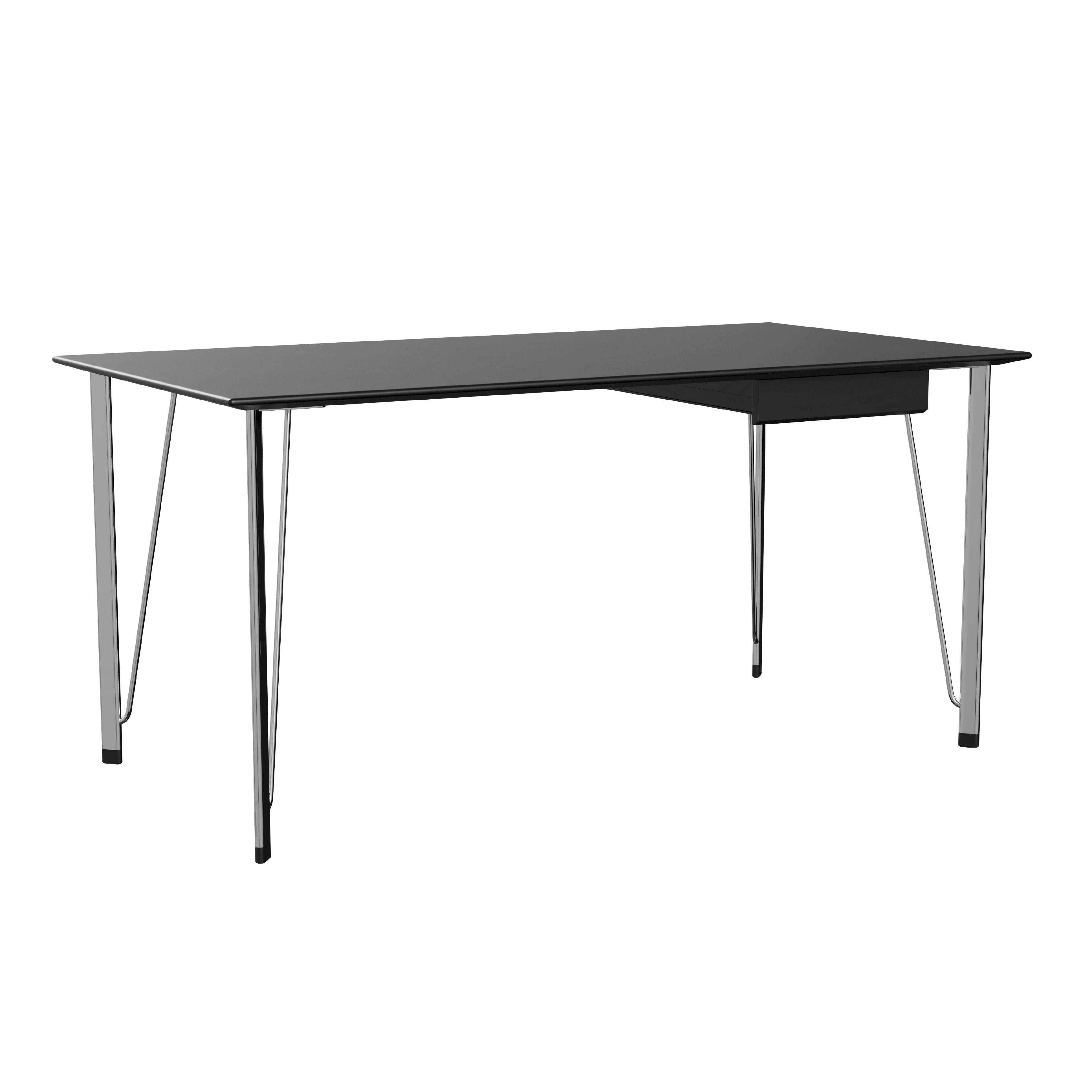 [product_category]-Fritz Hansen Fh3605 Desk With Drawer, Chrome/Black Dyed Ash-Fritz Hansen-3605DD-ASH-CHROME-ASH-FRI-2