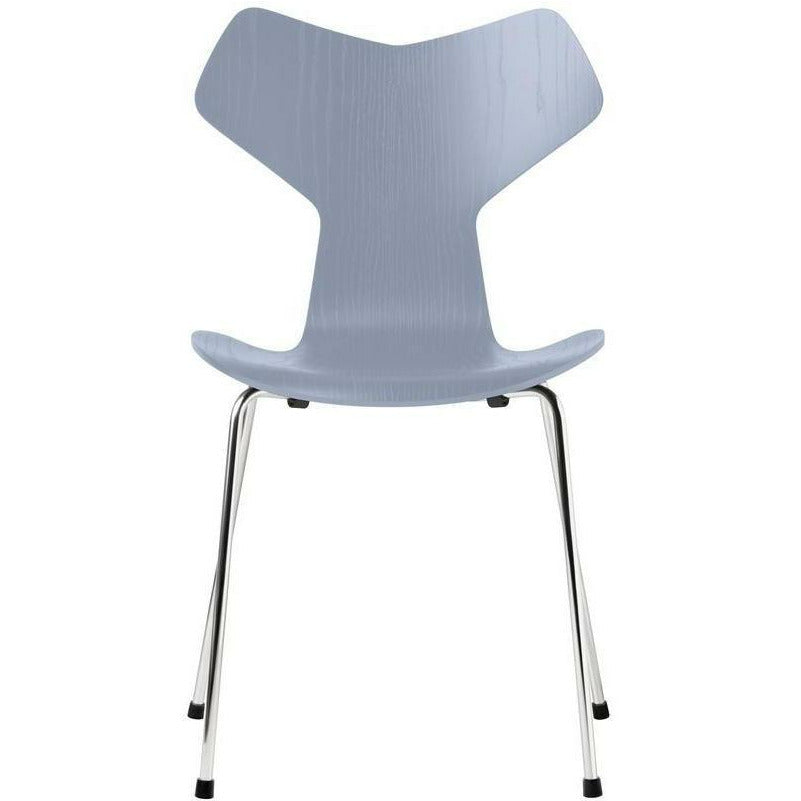 Fritz Hansen Grand Prix Chair Colored Ash Lavender Blue Bowl, Chromed Steel Base