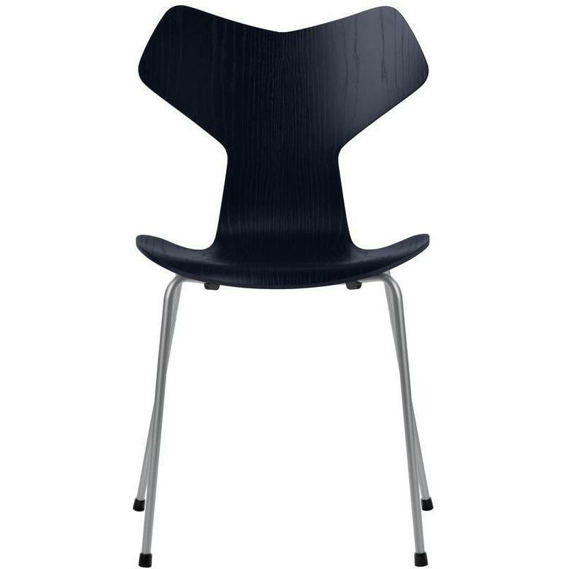 Fritz Hansen Grand Prix Chair Colored Ash Midnight Blue Bowl, stříbrná šedá základna