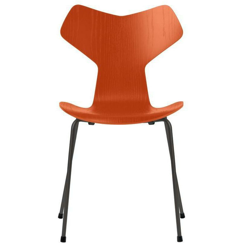 Fritz Hansen Grand Prix Chair Colored Ash Paradise Orange Bowl, teplá grafitová základna