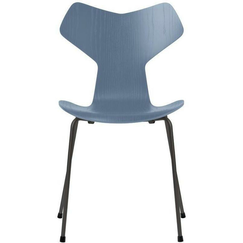 Fritz Hansen Grand Prix Chair Dyed Ash Dusk Blue Bowl, Warm Graphite Base