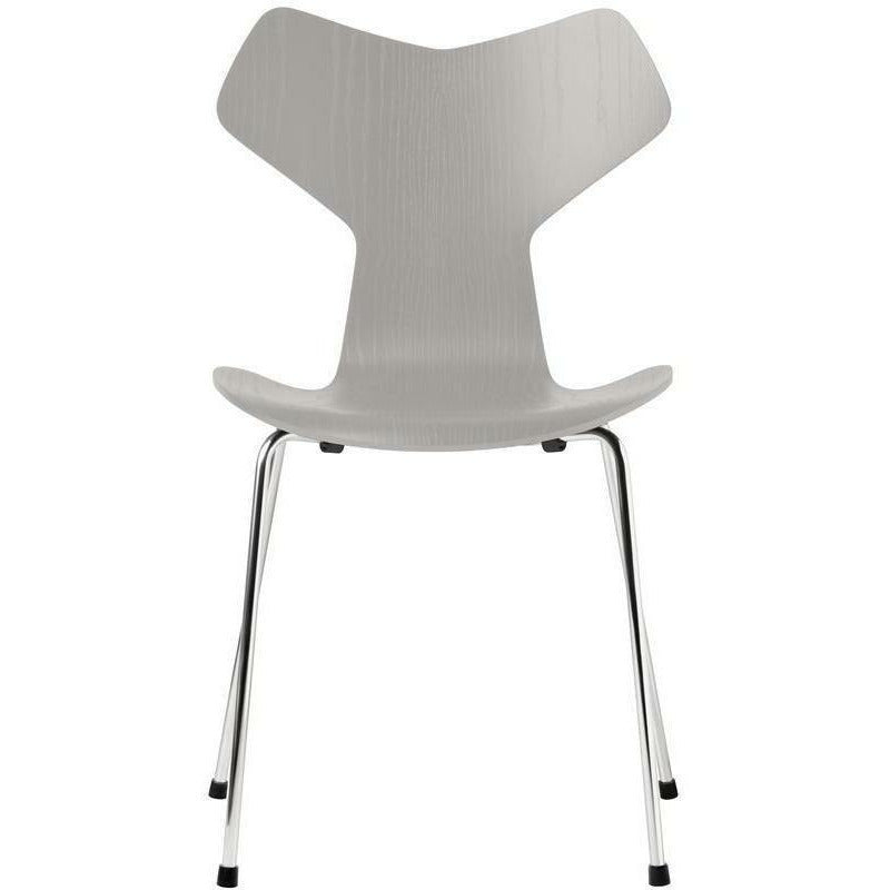 Fritz Hansen Grand Prix Chair Dyed Ash Nine Grey Shell, Chromed Steel Base