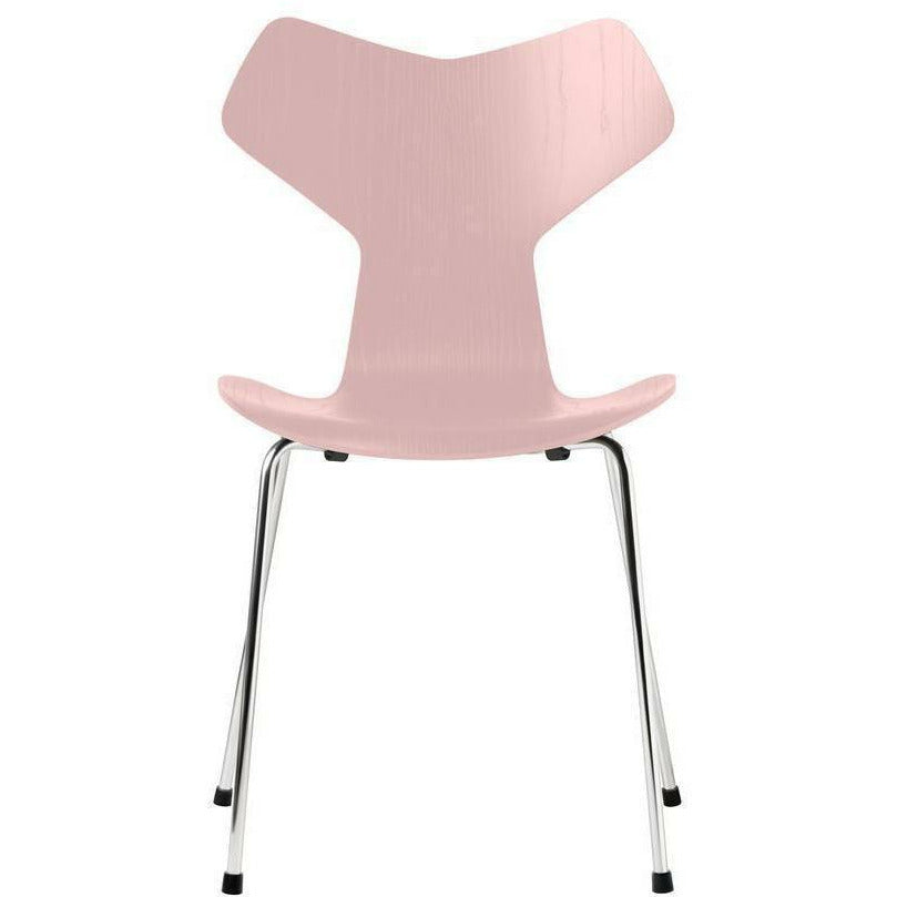 Fritz Hansen Grand Prix Chair Dyed Ash Pale Rose Bowl, Chromed Steel Base