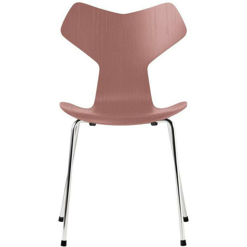 Fritz Hansen Grand Prix Chair Dyed Ash Wild Rose Bowl, Chromed Steel Base