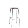 Fritz Hansen High Dot Bar Stool, Clear Lacquered Veneer Walnut/Chrome Base