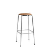 Fritz Hansen High Dot Bar Stool, Wild Leather Walnut/Chrome Base