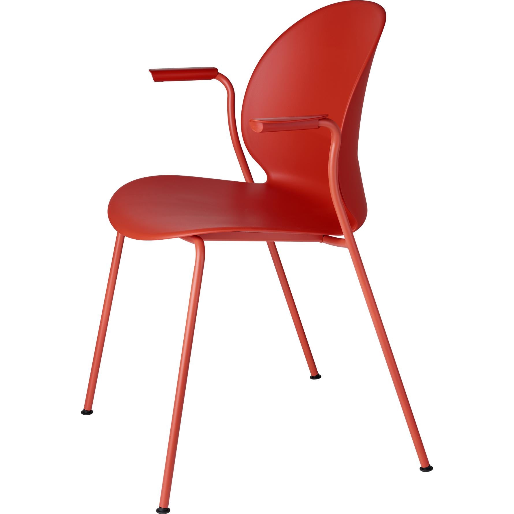 Fritz Hansen N02 Recycle Chair With Armrest Monochrome 4 Legged, Red