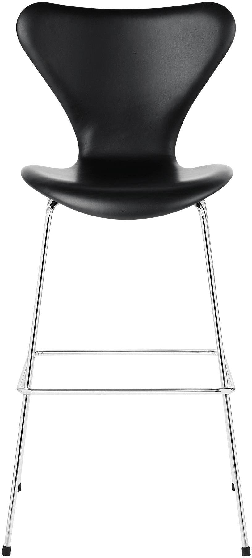 Fritz Hansen Serie 7 Bar Chair Full čalounění kůže 76 cm, Basic Black