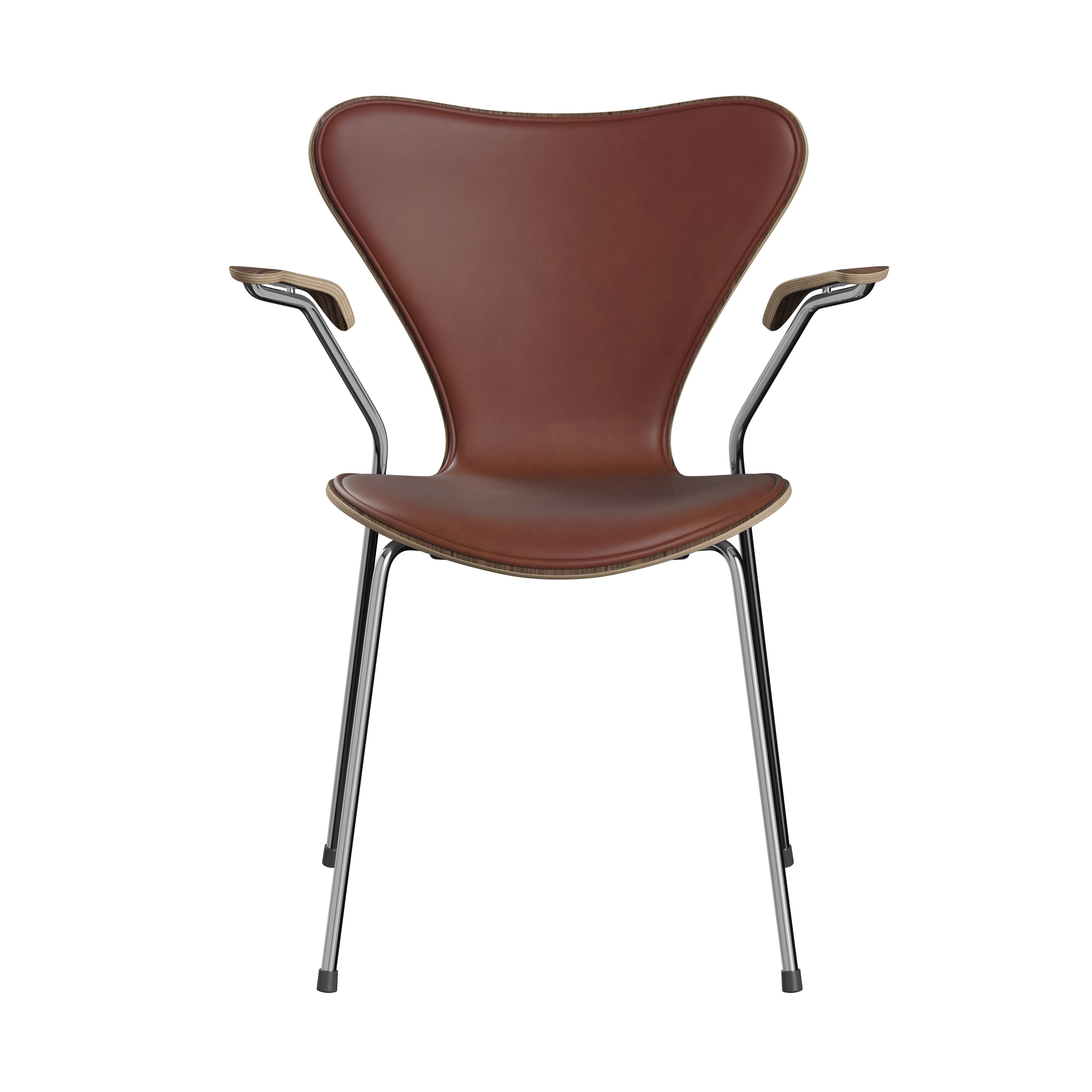 [product_category]-Fritz Hansen Series 7 Armchair, Front Upholstery With Grace Chestnut Leather Anniversary Collection-Fritz Hansen-3207-Anniversary-Grace-Chestnut-FRI-1