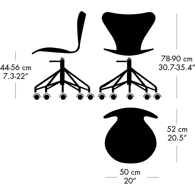 Fritz Hansen Series 7 židle Otočná židle plná čalounění kůže Essential, černá