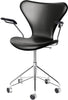 Fritz Hansen Series 7 Swivel Armchair Full Upholstery Leather, Essential Black