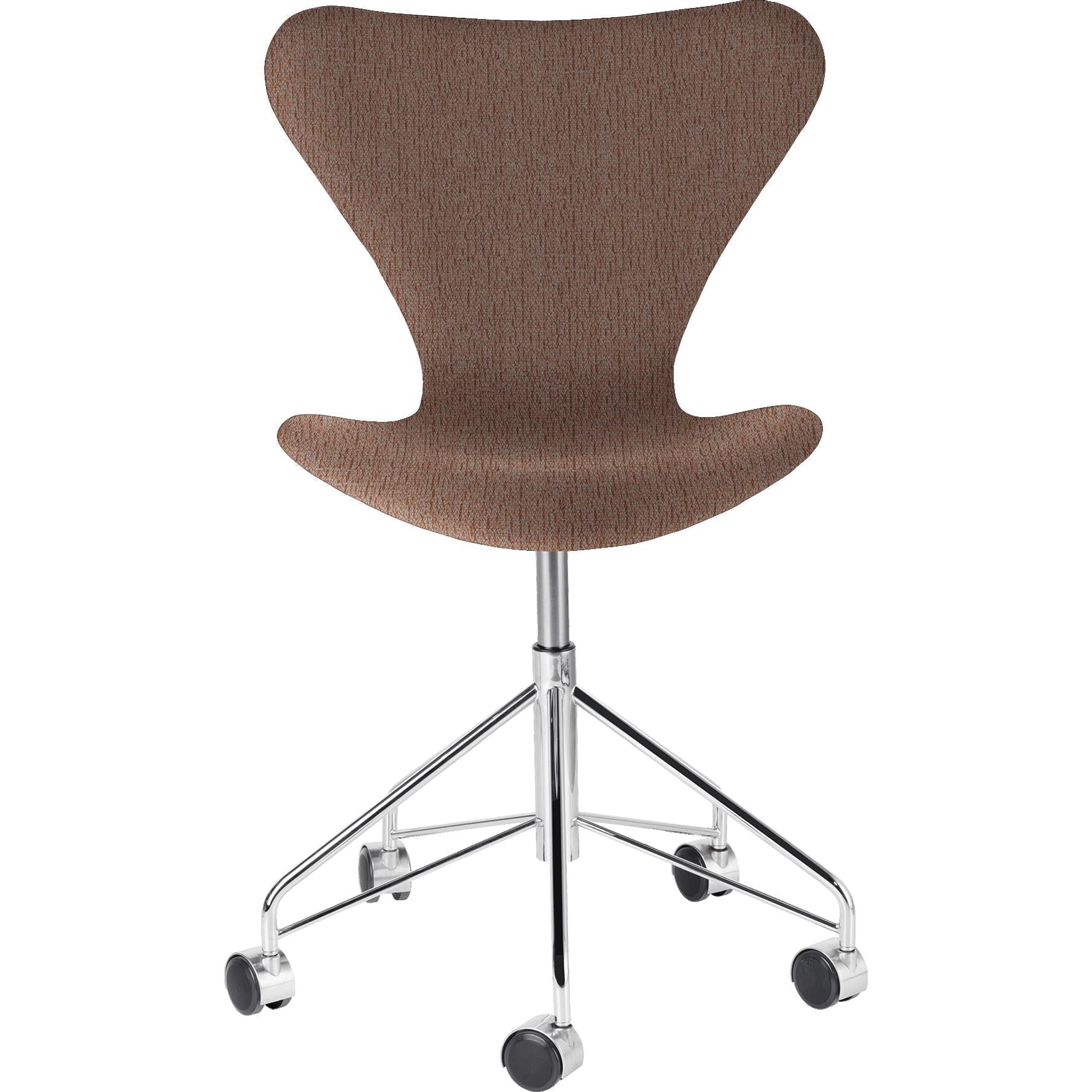 Fritz Hansen Series 7 Swivel Chair Full Upholstery Fabric Christianshavn, Beige/Orange