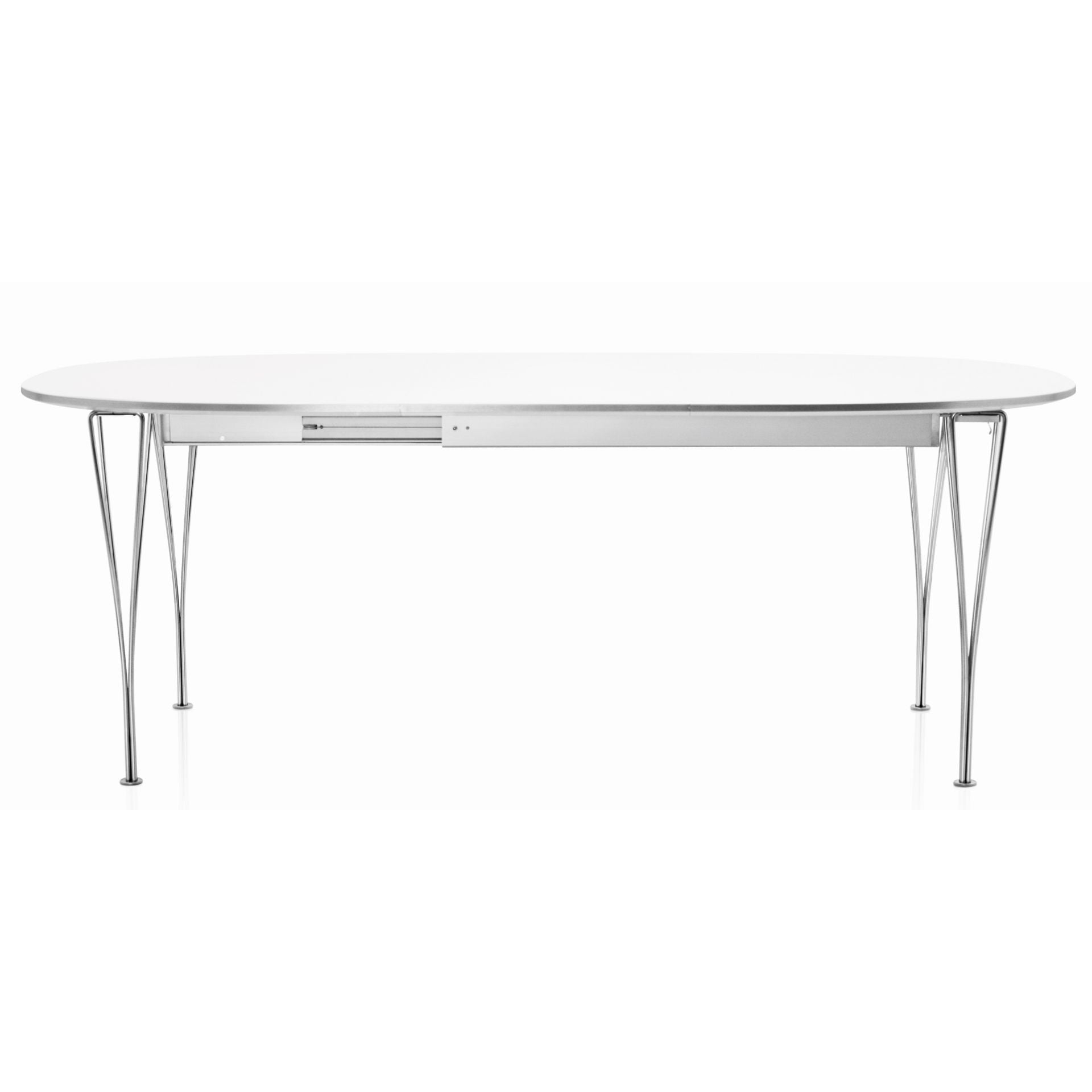 [product_category]-Fritz Hansen Super Ellipse Extendable Table Chrome 100 X170/270 Cm, White Laminate-Fritz Hansen-B620-white/chromed-FRI-2