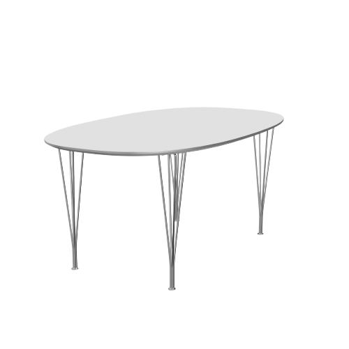 [product_category]-Fritz Hansen Super Ellipse Extendable Table Chrome 100 X170/270 Cm, White Laminate-Fritz Hansen-B620-white/chromed-FRI-4