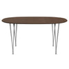 Fritz Hansen Superellipse Dining Table Grey Powder Coated/Walnut Veneer With Walnut Table Edge, 150x100 Cm