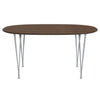 Fritz Hansen Superellipse Dining Table Silver Grey/Walnut Veneer With Walnut Table Edge, 150x100 Cm