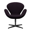  Swan Lounge Chair Black Lacquered/Divina Aubergine (376)