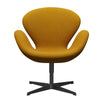  Swan Lounge Chair Black Lacquered/Divina Melange Ocher Yellow