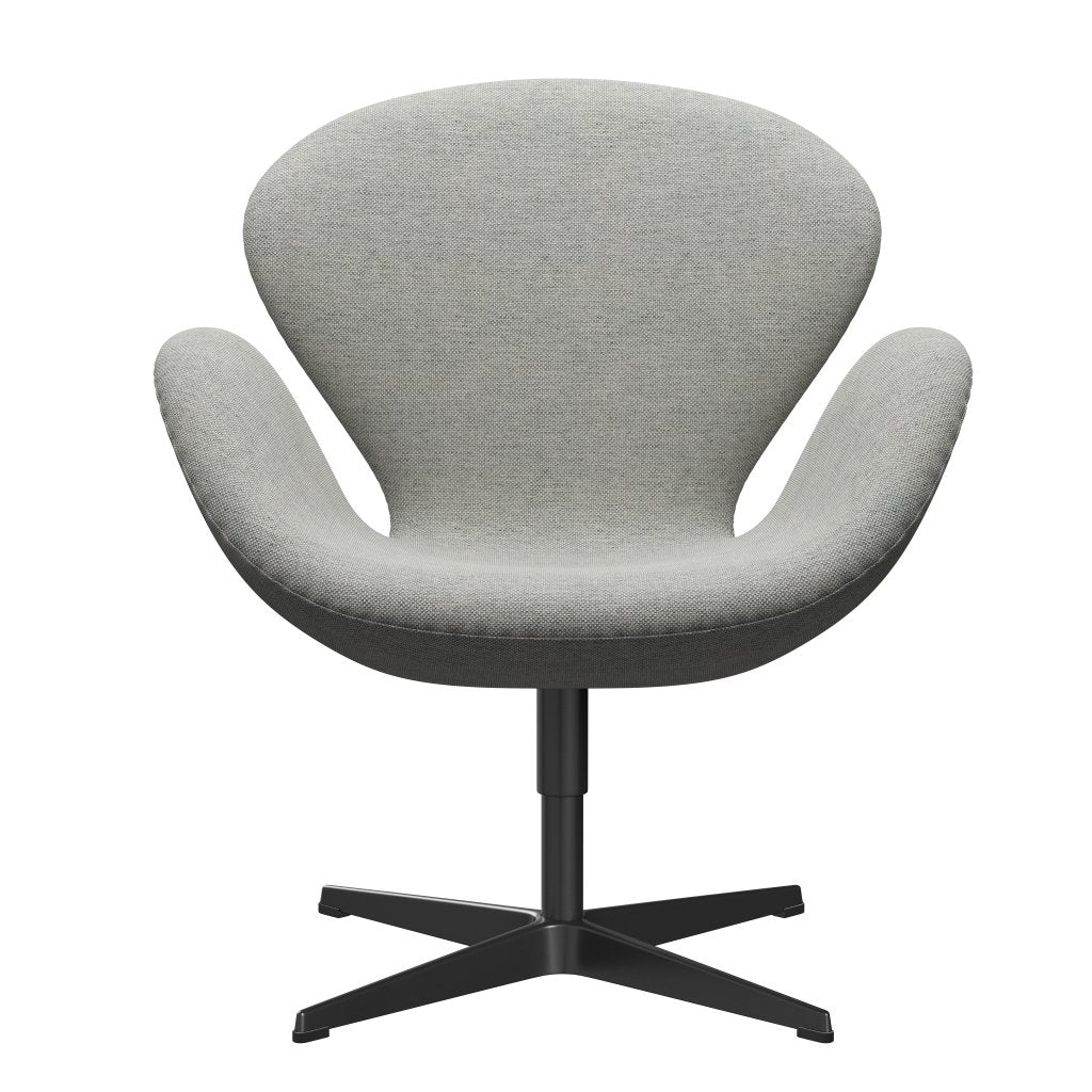 [product_category]-Fritz Hansen Swan Lounge Chair, Black Lacquered/Hallingdal White/Grey-Fritz Hansen-3320-HAL110-BLLA-FRI-1