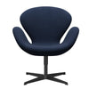  Swan Lounge Chair Black Lacquered/Steelcut Royal Blue