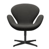  Swan Lounge Chair Black Lacquered/Steelcut trio tmavě šedá