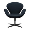  Swan Lounge Chair Black Lacquered/Sunniva Dark Blue