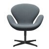  Swan Lounge Chair Black Lacquered/Sunniva Soft Blue