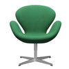  Swan Lounge Chair Satin Brushed Aluminium/Divina Melange Green