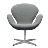  Swan Lounge Chair Satin Brushed Aluminium/Hallingdal White Grey