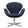  Swan Lounge Chair Satin Brushed Aluminium/Rims Light Blue/Brown