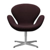  Swan Lounge Chair Sating Brushed Aluminium/Divina Md Wine Red