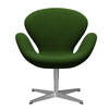  Swan Lounge Chair Sating Brushed Aluminium/Hallingdal Grass Green