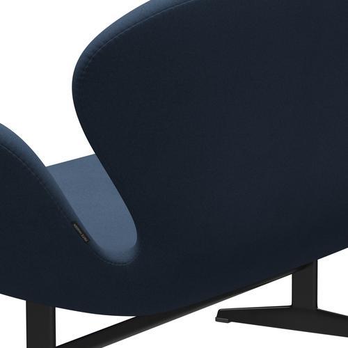 Fritz Hansen Swan Sofa 2 Seater, Black Lacquered/Comfort Dark Grey (09074)