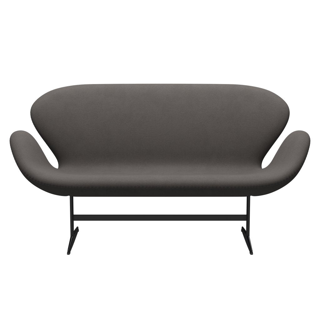 Fritz Hansen Swan Sofa 2 Seater, černá lakovaná/pohodlí tmavě šedá (60008)