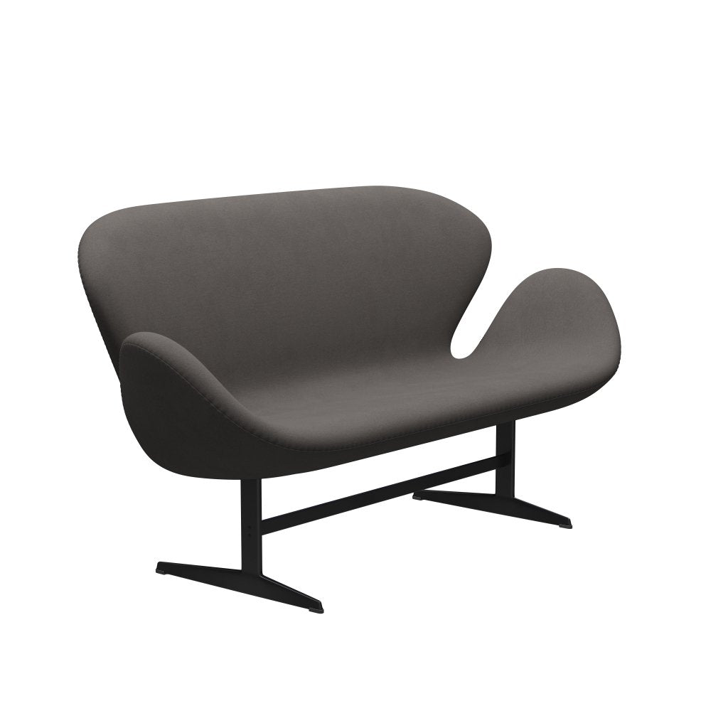 Fritz Hansen Swan Sofa 2 Seater, černá lakovaná/pohodlí tmavě šedá (60008)