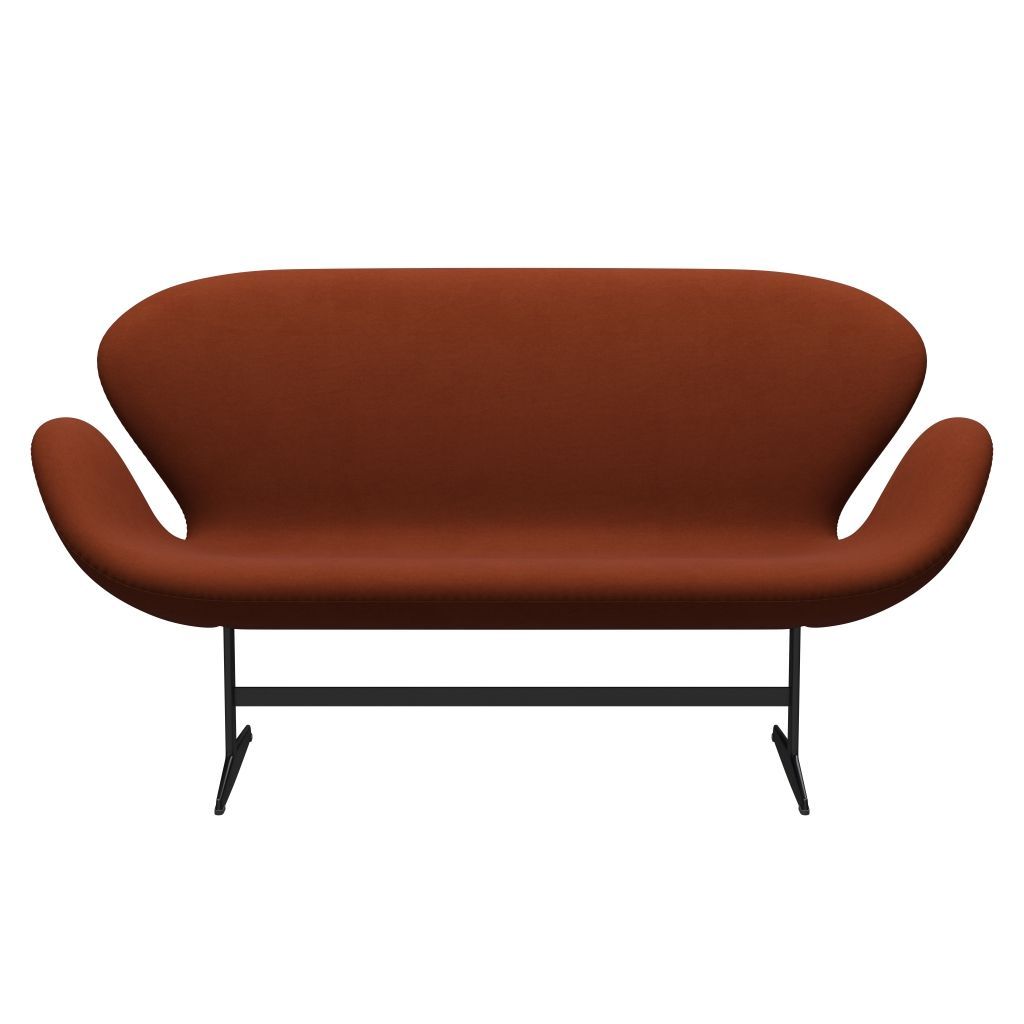 Fritz Hansen Swan Sofa 2 Seater, Black Lacquered/Comfort Dark Red (61018)