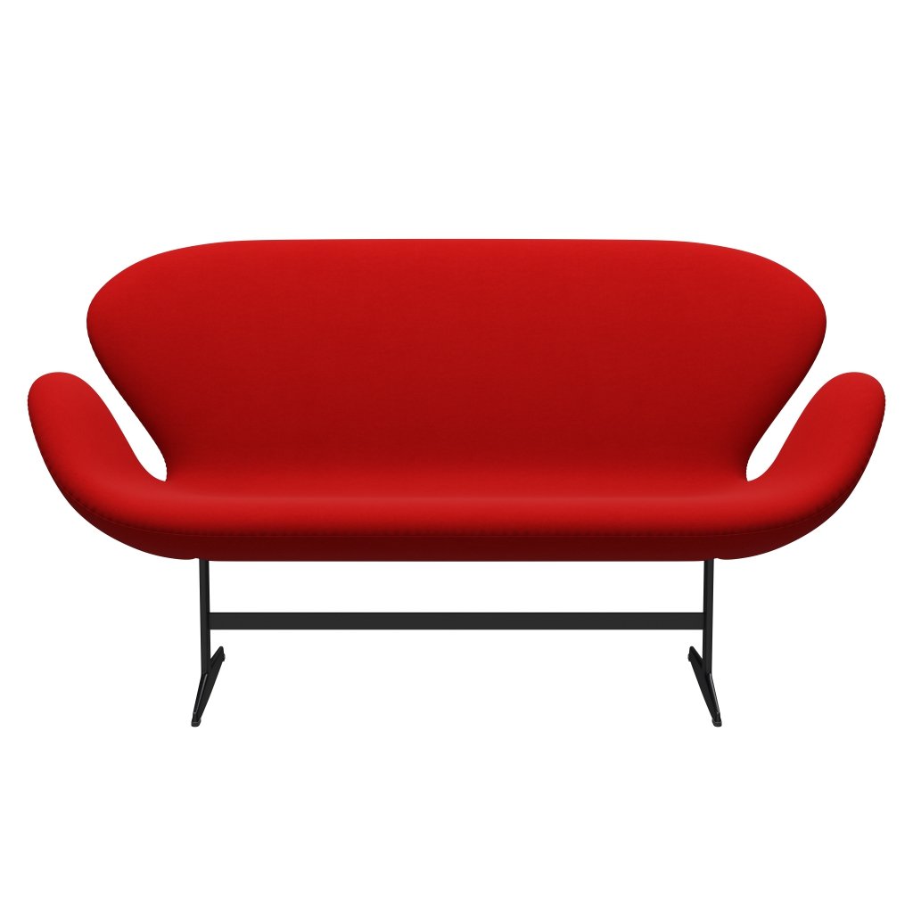 Fritz Hansen Swan Sofa 2 Seater, Black Lacquered/Comfort Red (64003)