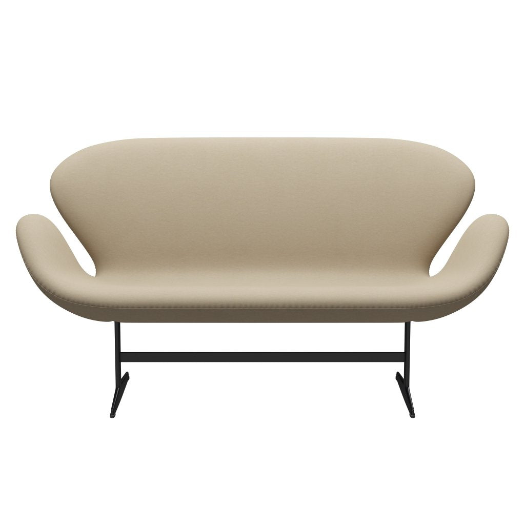 Fritz Hansen Swan Sofa 2 Seater, černá lakovaná/komfortní písečná světlo (61002)