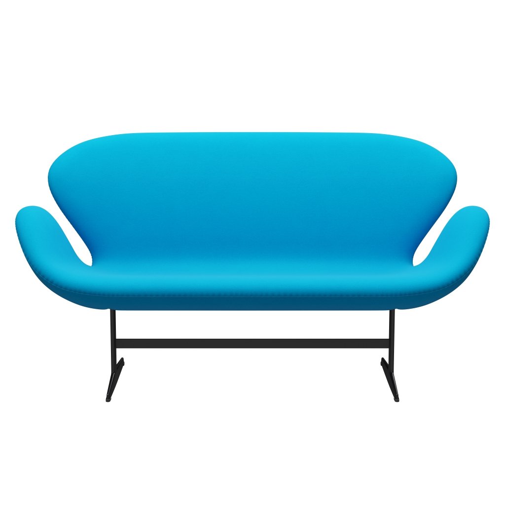 Fritz Hansen Swan Sofa 2 Seater, černá lakovaná/komfortní tyrkysová (67001)